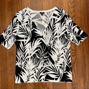 NWT Talbots short sleeve cardigan palm print